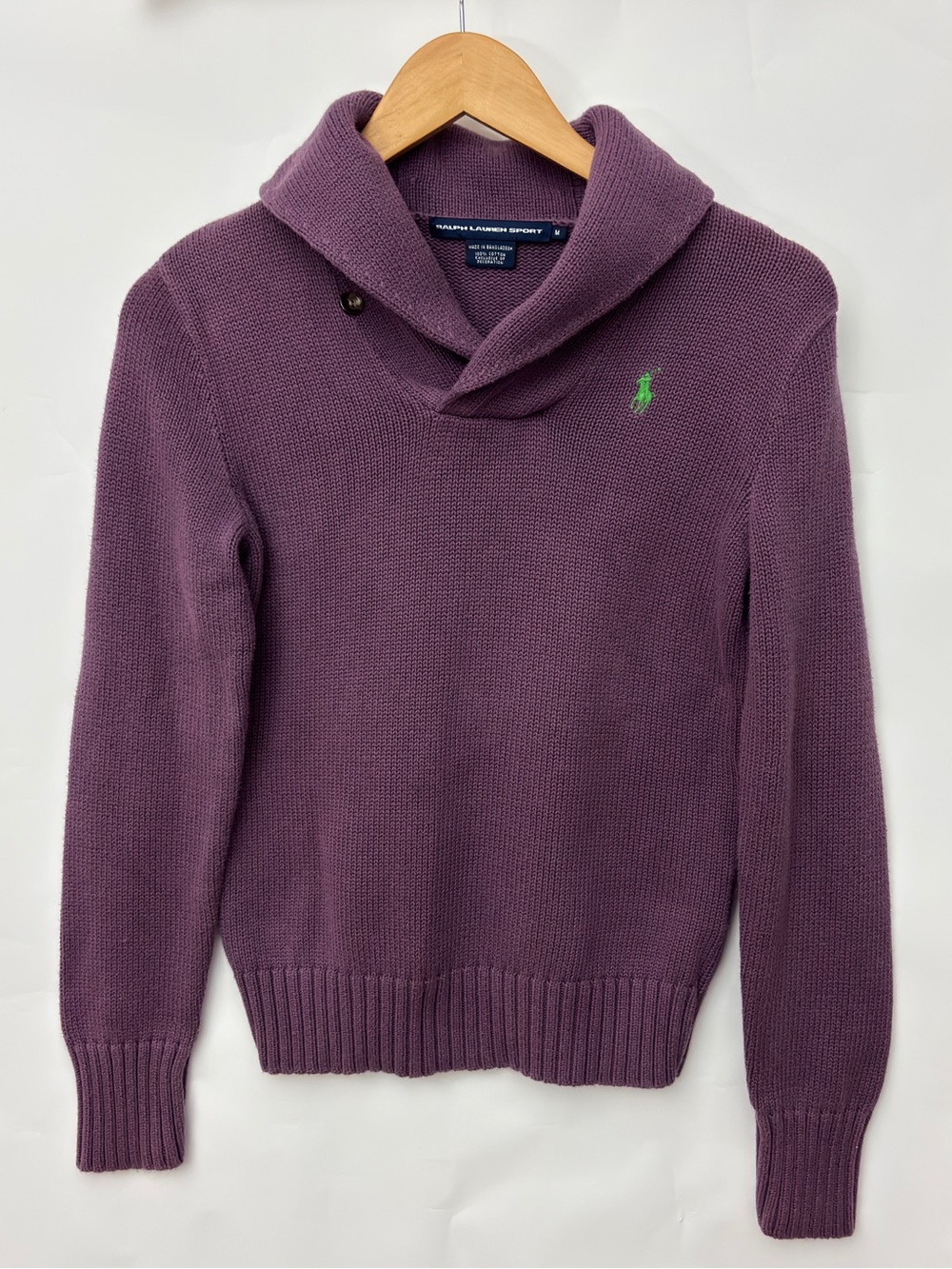 Women’s Ralph Lauren Purple V-Neck Shawl Collar Preppy Sweater Medium Small